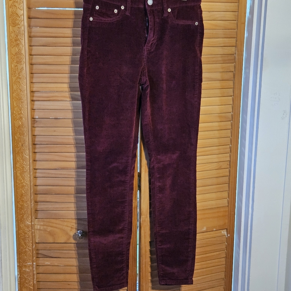Aeropostale High Waisted Jegging Size 6 Regular Burgundy Corduroy Jeans